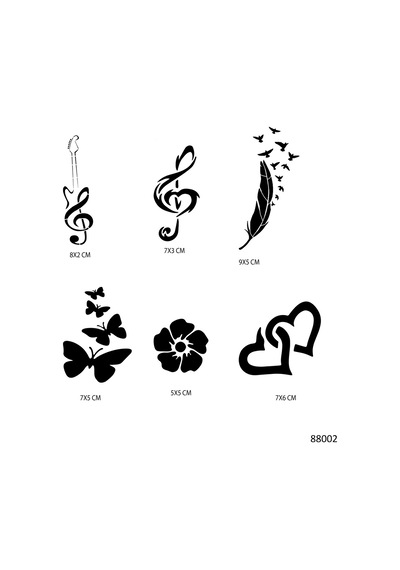 Airbrush Tattoo Nota Vekalpler Geçici Dövme Şablonu Seti Sadece Desen