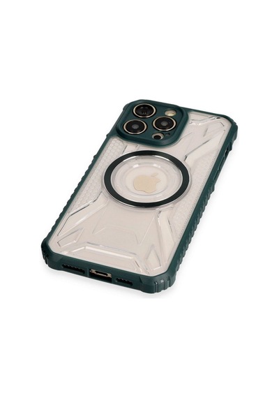 Apple iPhone  Uyumlu  12 Pro Kılıf Prag Magneticsafe Kapak - Koyu Yeşil Çok Renkli