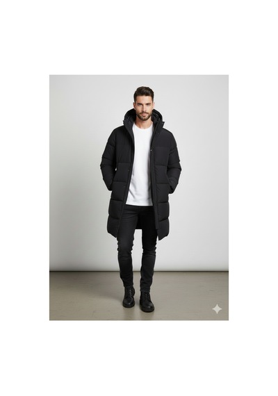 Jack & Jones Erkek Mont Parka Siyah 12256980 Jjebradley Long Puffer
