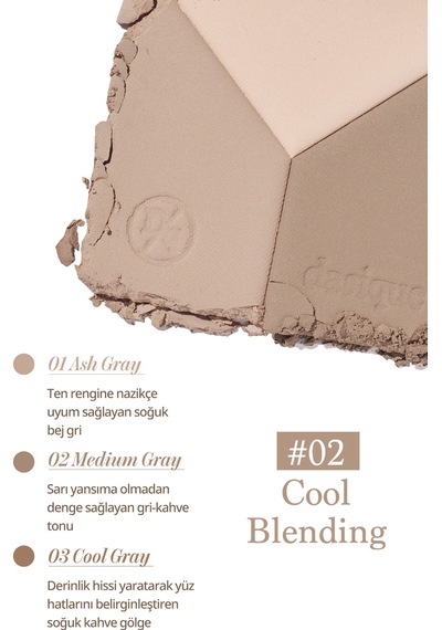 Dasique  Doğal Gölgelendirme Sunan 3'lü Kontür Paleti V Cut Blending Shading 02 Cool Blending