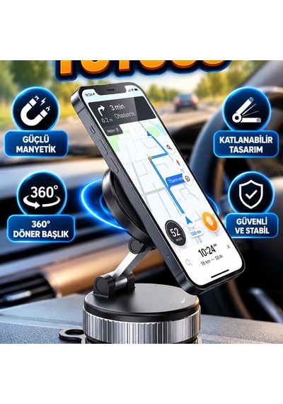 Katlanabilir Manyetik Araç İçi Telefon Tutucu 360 Döner Başlıklı Stand 25117262