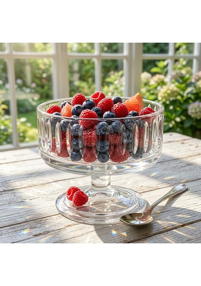 Pupa Model El Yapımı Ayaklı Cam Sunum Kasesi - Üfleme Cam Şeffaf Salata, Meyve Ve Meze Kasesi 11.5x13.5 Cm Çok Renkli