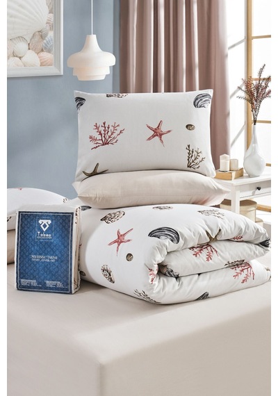 Veramoni Soft Dreams Kumsal Çift Kişilik Pamuklu Desenli Nevresim Takımı - Krem