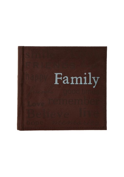 Lexroo Pioneer Familie Text Design Genäht Velourslederimitat Cover Foto Album, Braun