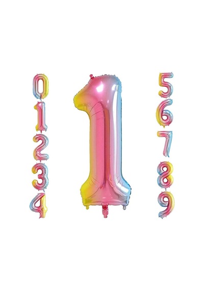 1 Rakam 32 İnc 80 Cm Gokkusagı Folyo Balon Genel