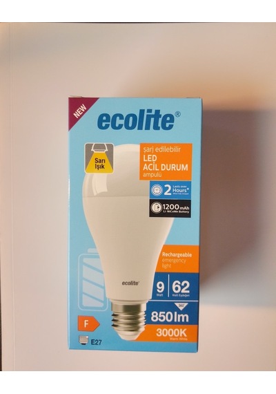 Ecolite Led Şarjlı Ampul A65 9w 3000k E27