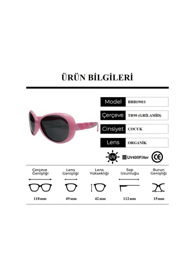 Barbie Brb19011 Organik Camlı Uv400 Lisanslı Çocuk Güneş Gözlüğü