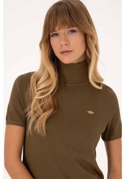 U.S. Polo Assn. Kadın Haki Boğazlı Kazak 50314835-VR027