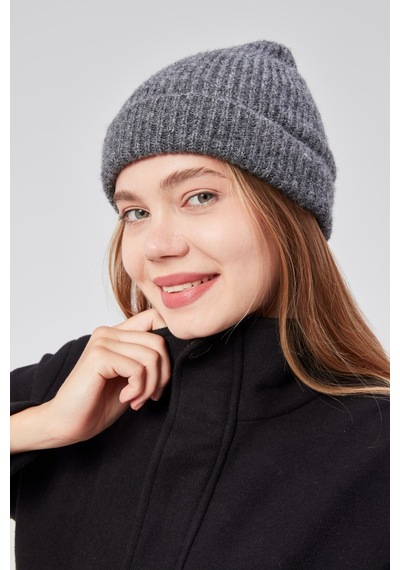 Derikem Basic Şık Standart Lüks Unisex Tiftik Bere Gri