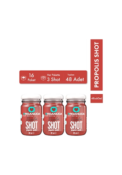 Avantajlı 16 Paket 3 Lü Propolis Shot 60 Ml- 48 Adet