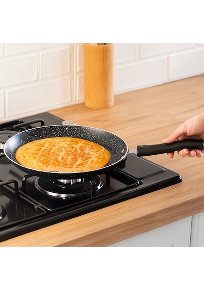 Porsima 579.0093 Granit Yanmaz Yapışmaz Tava Krep Tavası 26 Cm Siyah