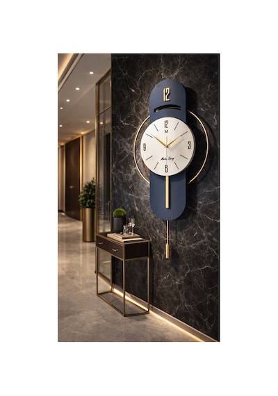 MetaQuartz Aksesuar Exclusive Milano Time Quartz Mekanizmalı Duvar Saati Lacivert - Lake Lacivert
