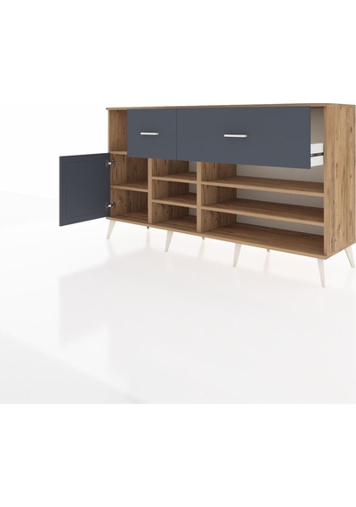 Hyperion Konsol 6 Raflı 2 Çekmeceli Tek Kapaklı 176x44x99 Çam-an Çam-antrasit Hyperion Konsol 6 Raflı 2 Çekmeceli Tek Kapaklı 176x44x99 Çam-an Çam-antrasit