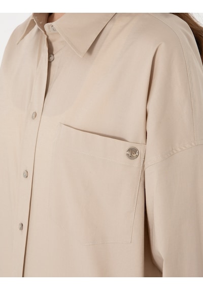 Pierre Cardin Kadın Kum Gömlek Desenli 50313596-vr085 Kum