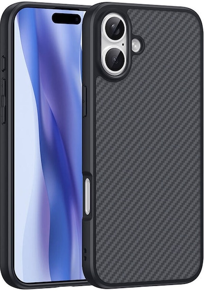 Goocamp Apple Uyumlu iPhone 16 Plus Magsafe Şarj Özellikli Karbon Fiber Tasarımlı Elnino K Siyah