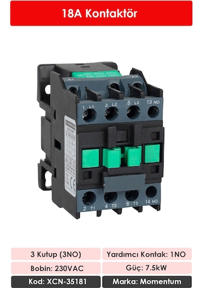 Momentum Kontaktör 18A 7.5kW 1NO XCN-35181
