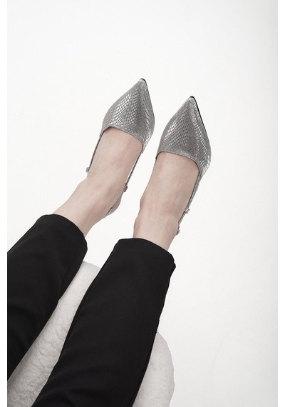 Stilbagshoes Jewel Arka Açık Kadın Topuklu Ayakkabı Platin PLATIN