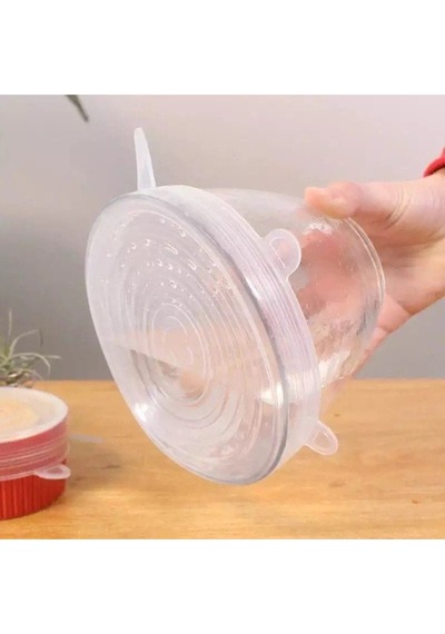 6 Lı Esnek Silikon Streç Kapak Seti Plastik Çok Renkli Diğer