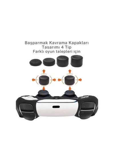 Ps4-ps5 Uyumlu 8in1 Analog Koruyucu Ve Yükseltici Pad Siyah