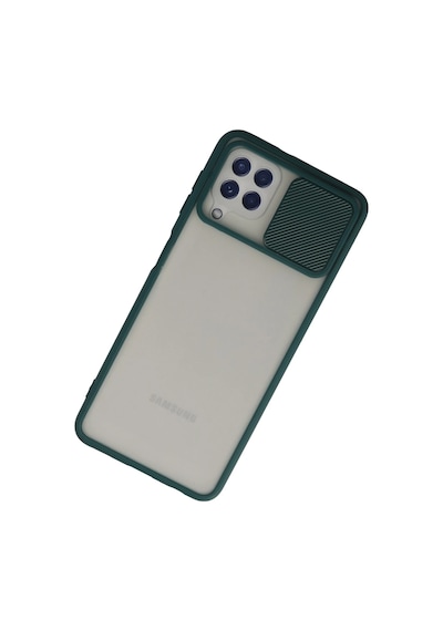 Newface - 826 -  Galaxy Uyumlu A22 Kılıf Palm Buzlu Kamera Sürgülü Silikon - Edntrend - - Yeşil