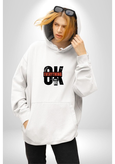 Hakim Xiyech Şampiyon Aslan Kadın Erkek Beyaz Kapüşonlu Sweatshirt Hoodie Beyaz