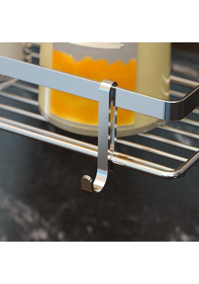 Teknotel Tek Katlı Lamalı Banyo Rafı Kancalı Krom Es081H Çok Renkli