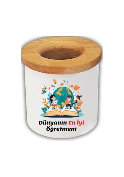 Dünyanın En İyi Öğretmeni Baskılı Kalemlik Öğretmenler Günü Hediyesi Beyaz