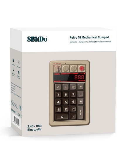 8bitdo Retro 18 C64 Edition Kablosuz Mekanik Numpad,hesap Makinesi Modu,windows Ve Android Uyumlu Kahverengi