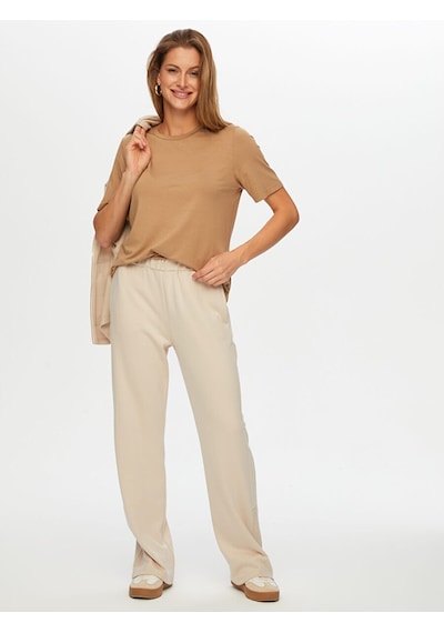 Fleto Cep Detaylı Wide Leg Fit Eşofman Alt W26esa009 Uw26esa00972 Taş