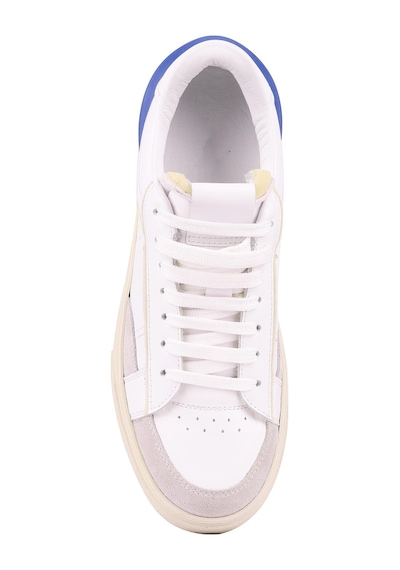Shoetyle - Beyaz Hakiki Deri Bağcıklı Erkek Sneaker 666-23-1253 Beyaz