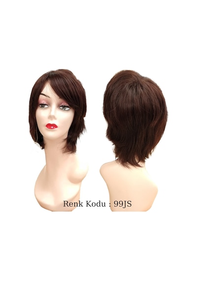 Peruk Ankara Kısa Peruk Fiber Sentetik Koyu Çikolata Kahve Renk Kodu-99JS