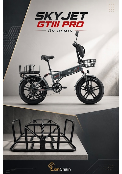 Skyjet Gtııı Pro 1000w Elektrikli Bisiklet Ön Sepet Ve Filesi Set Siyah
