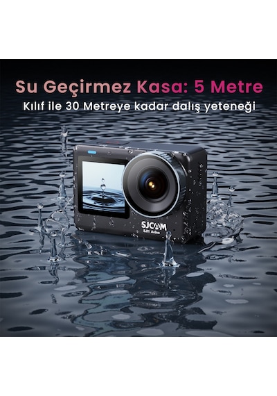 SJCAM SJ11 Active Dual Screen 20MP 5GHz Wi-Fi 4K UHD H.265 Su Geçirmez Kasa 154° 1300mAh Aksiyon Kamerası Siyah