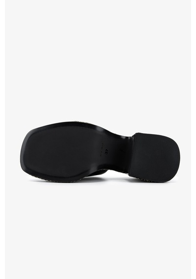 Valmenti Kadın Hakiki Deri Siyah Deri Topuklu Terlik 1141 905 Bn Trlk Y26 Black Leather