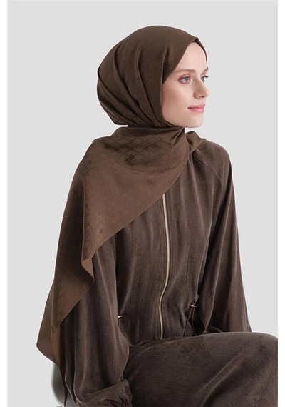Armine Elegance Pamuk - İpek Şal P3001 Kahverengi