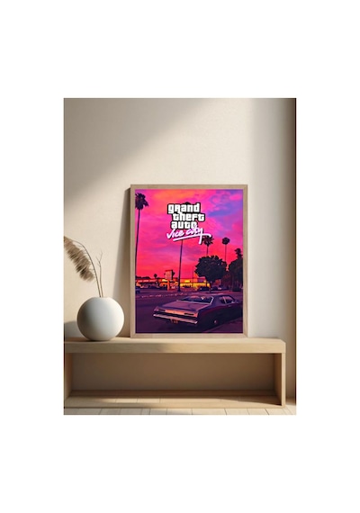 Poster Ahşap Çerçeveli Dekoratif Tablo Çok Renkli - 868794589 Çok Renkli