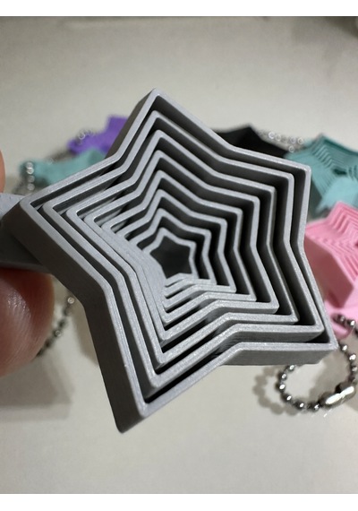 3d Baskı Yıldız Fidget Anahtarlık - Hareketli Gerginlik Oyuncağı Ve Çanta Aksesuarı-gri