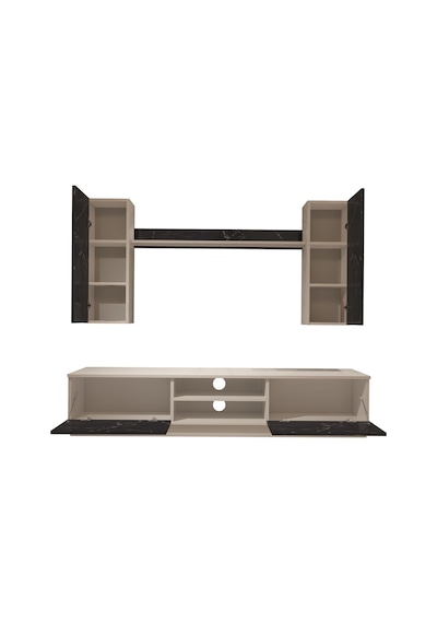 Decoraktiv Eko 5db Mdf Dvd Tv Ünitesi Tv Sehpası Beyaz - Siyah Mermer