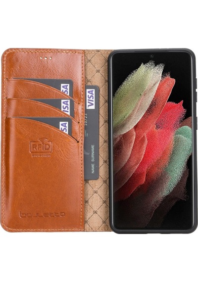 Bouletta Samsung Galaxy S21 Uyumlu Deri Cüzdanlı Kılıf Rst2Ef Tab