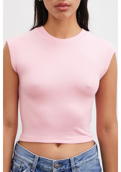 Never More Sıfır Kol T-shirt Pembe