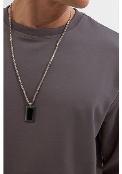 Tudors Erkek Relax Fit Rahat Kesim %100 Pamuk 2 İplik Bisiklet Yaka Koyu Gri Sweatshirt-41521 Koyu Gri