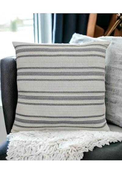 Asdiva Buldan Dokuma Bohem Tasarım%100 Pamuklu 45x45cm Kırlent Kılıfı Krem Bej-siyah Diğer
