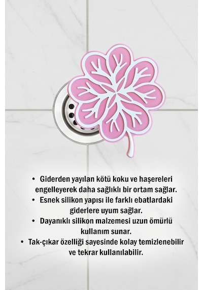 Yaprak Model Gider Koku Önleyici Silikon Mat Banyo Mutfak Balkon Lavabo Gider Kapağı 16x16cm