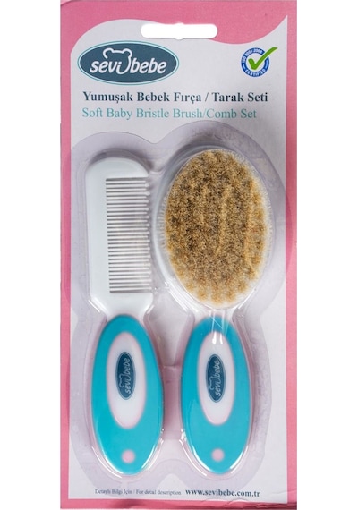 Sevi Bebe Art-401 Naturel Fırça Tarak Seti Mavi