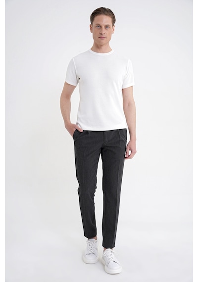 Comfort Fit Rahat Kalıp Pileli Esnek Pamuklu Çizgili Siyah Jogger Pantolon P 1218 Comfort Fit Rahat Kalıp Pileli Esnek Pamuklu Çizgili Siyah Jogger Pantolon P 1218