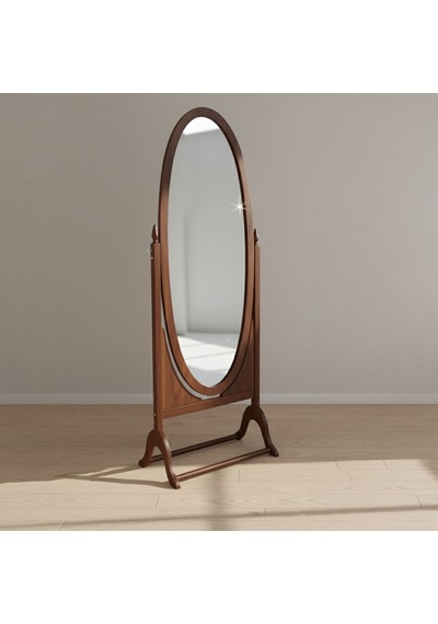 Rivoli Ayaklı Ahşap Oval Boy Aynası 58x165 Ceviz