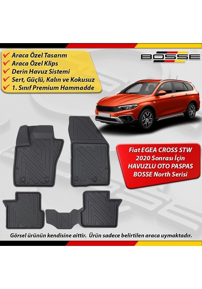 Fiat Egea Cross Paspas Stw Araca Özel 2020 Sonrası Derin Havuzlu Bosse North Serisi