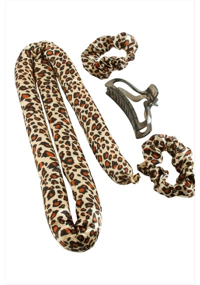 Leopar - 989 - Desenli Bugidi Saç Şekillendirici Sünger Set - Csmo-tex - - Kahverengi