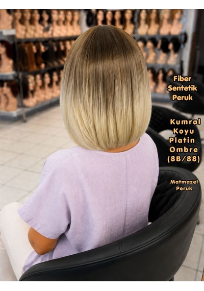 Küt Model Fiber Sentetik Peruk Kumral Koyu Platin Ombre No-8B-88