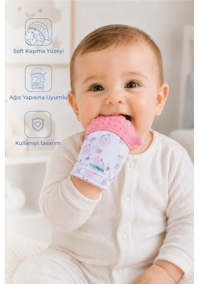 Babyjem Bebek Diş Kaşıyıcı Eldiveni Kirpi Pembe